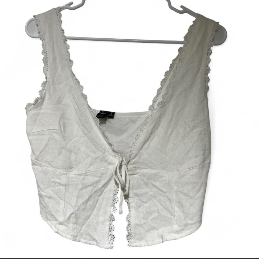 Windsor White Lace Tie-Front Blouse
